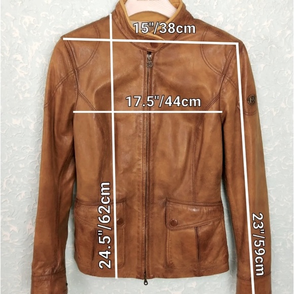 MATCHLESS Women’s Leather Moto Jacket, Camel, EU Size 40 - Picture 8 of 15